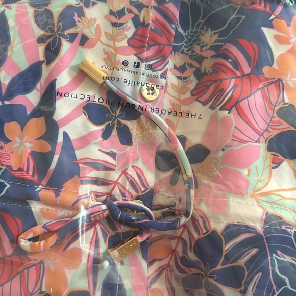 Cabana Life Tropical Fever Blue Pink Orange Shirt Dress Pockets M - Picture 3 of 3